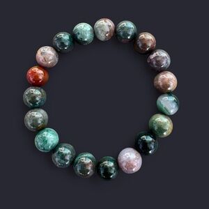 Indian Agate Gemstone Bead Bracelet 10mm